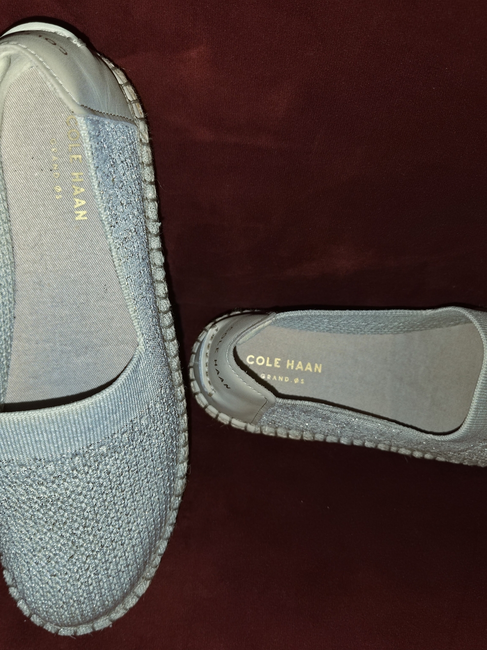 Cole Haan Light Gray Knit Slip-On Espadrilles